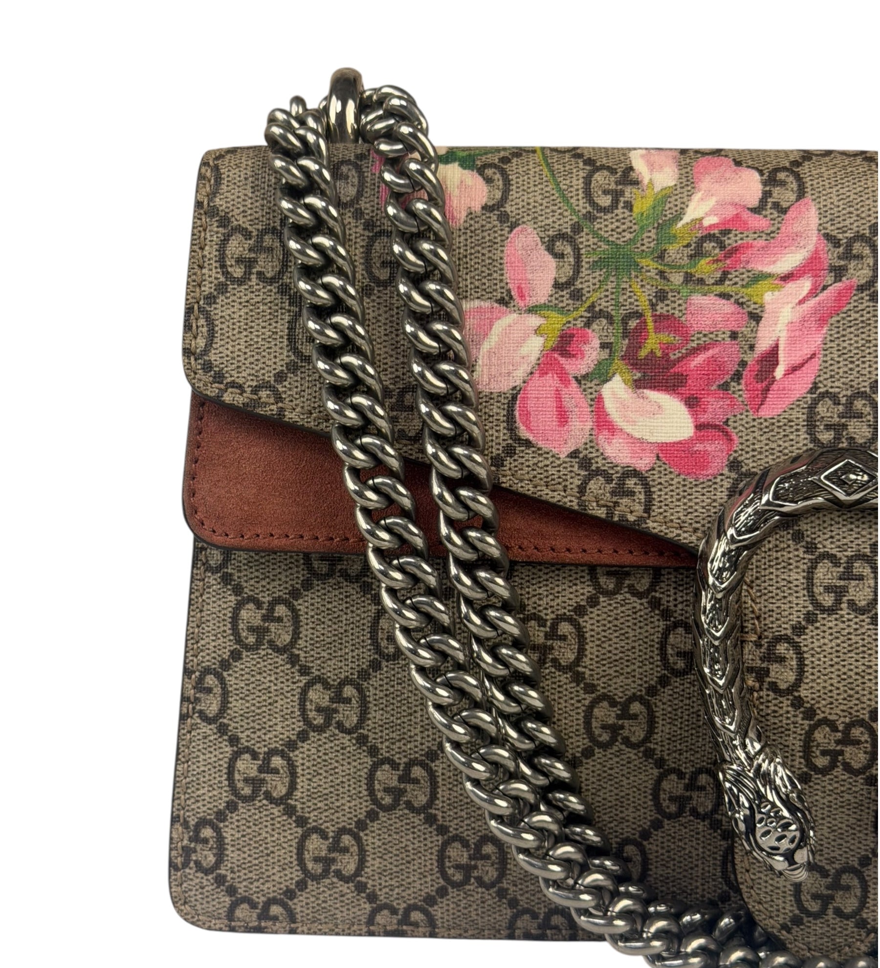 Gucci Beige Leather Dionysus GG Blooms Shoulder Bag
