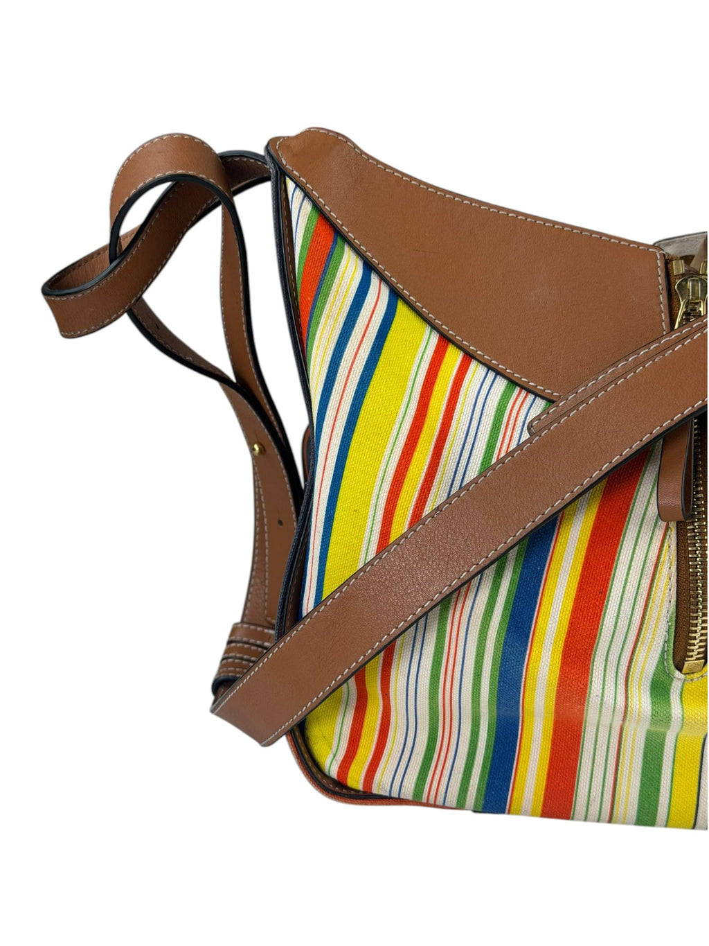 Loewe Colorblock Leather Trim Stripes Small Hammock Crossbody Bag