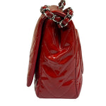 Chanel Red Patent Leather Chevron Jumbo Flap Bag 2009