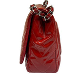 Chanel Red Patent Leather Chevron Jumbo Flap Bag 2009