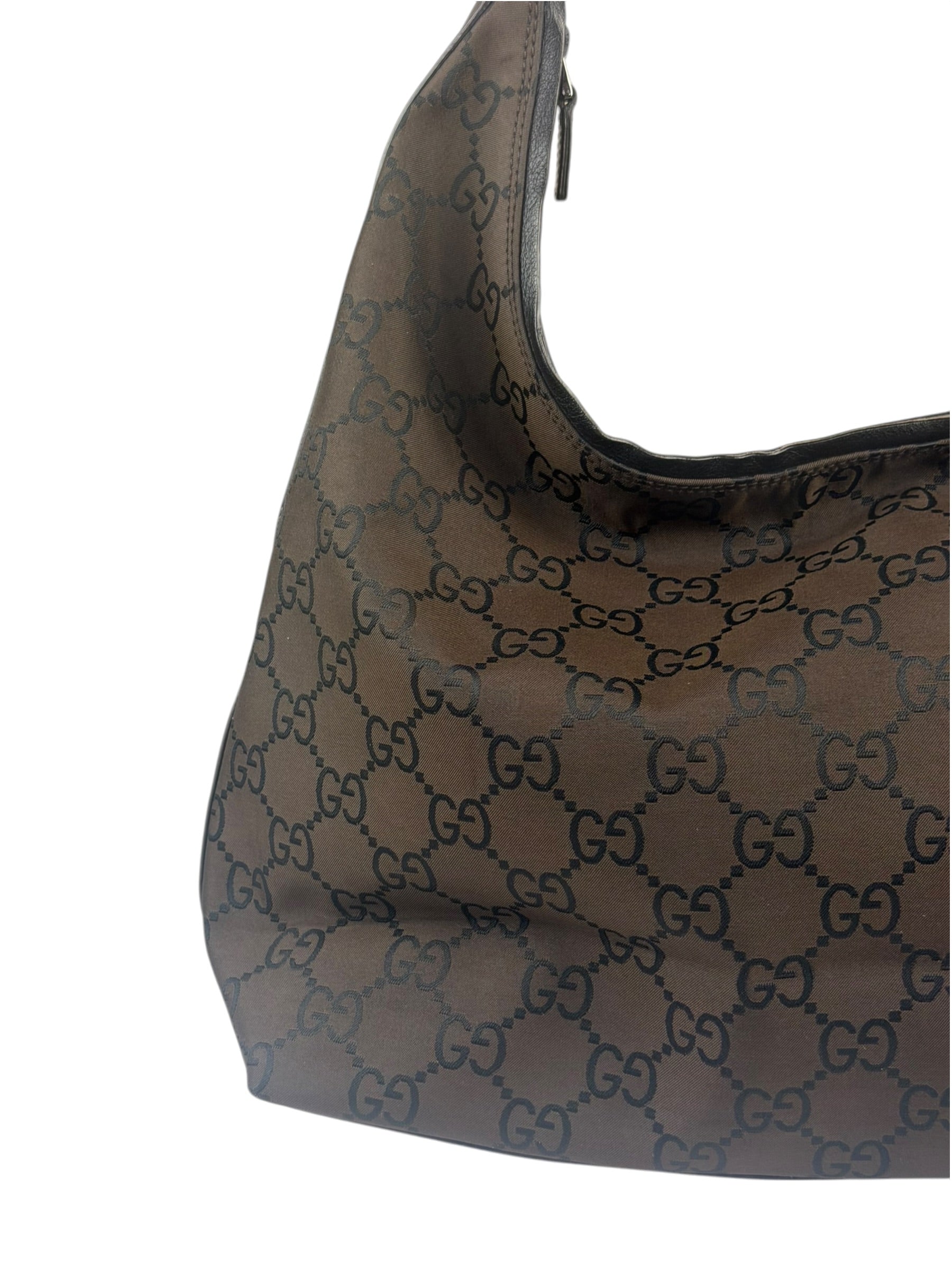 Gucci GG Monogram Brown Nylon Hobo Bag