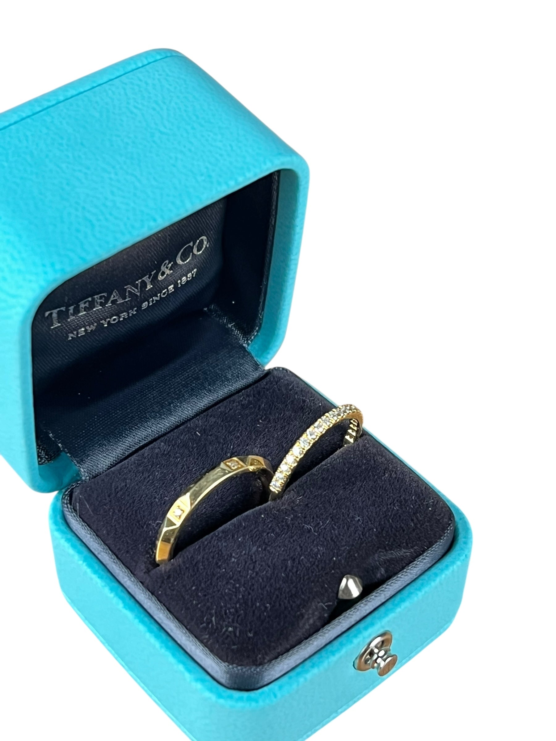 Tiffany & Co His & Hers Rings 18k Gold w/ Diamonds