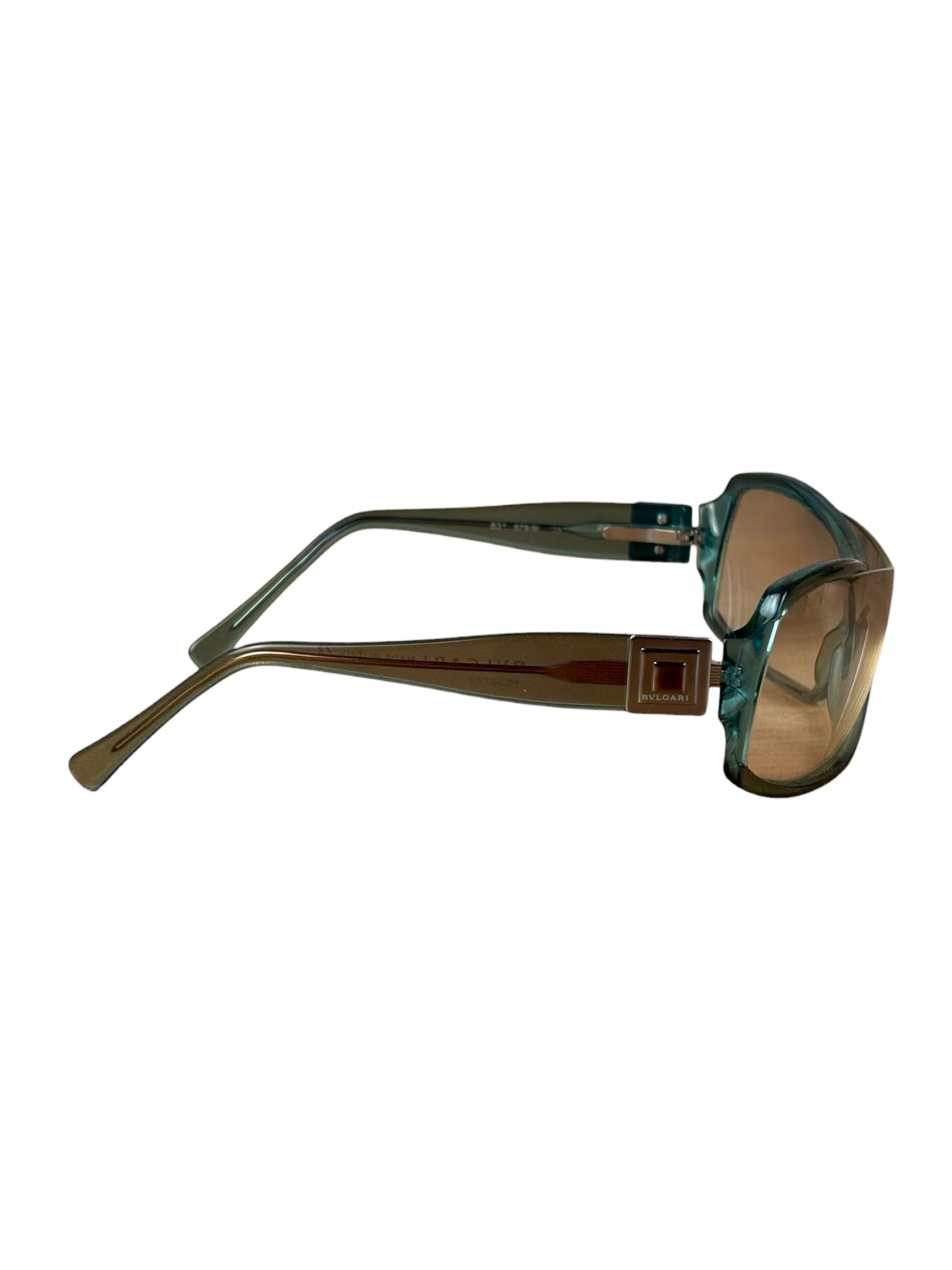 Bvlgari Striking Teal Geometric Temple Sunglasses
