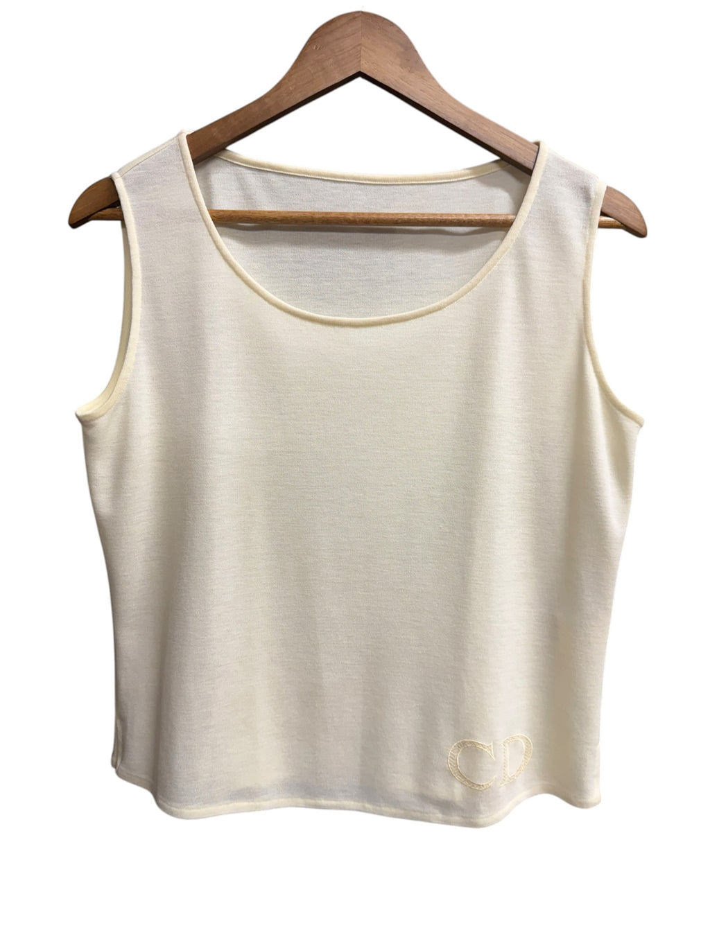 Vintage Christian Dior Cream Rayon Blend Tank Top