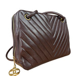 Chanel Burgundy Leather V Stitch Shoulder Bag 1990's