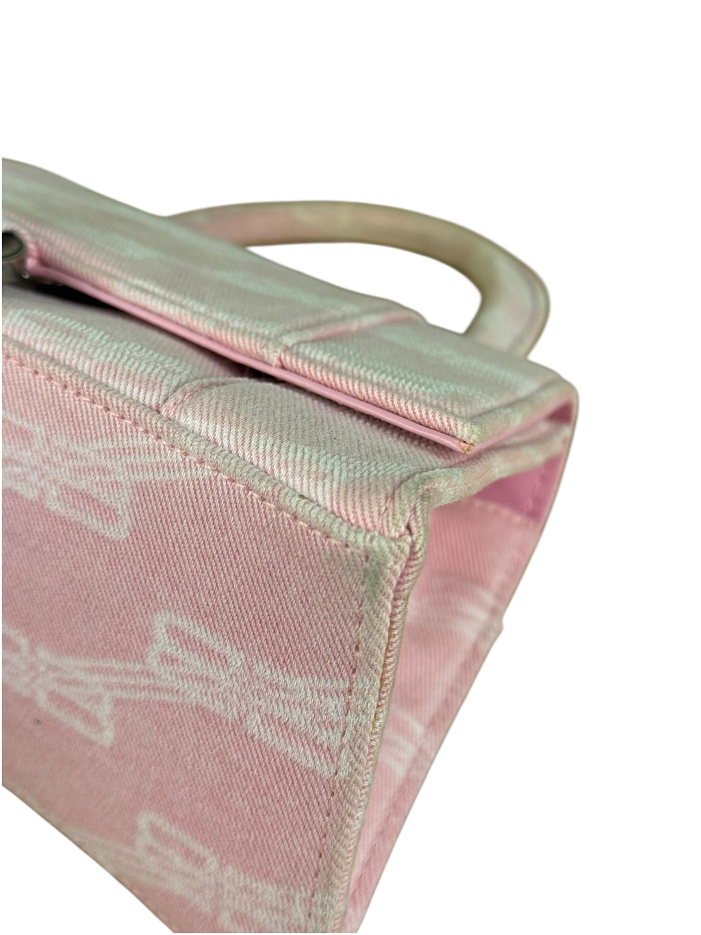 Balenciaga Pink Denim Small Hourglass 2Way Handbag