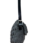 Fendi Grey Wool Crochet FF Baguette Shoulder Bag