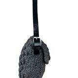 Fendi Grey Wool Crochet FF Baguette Shoulder Bag