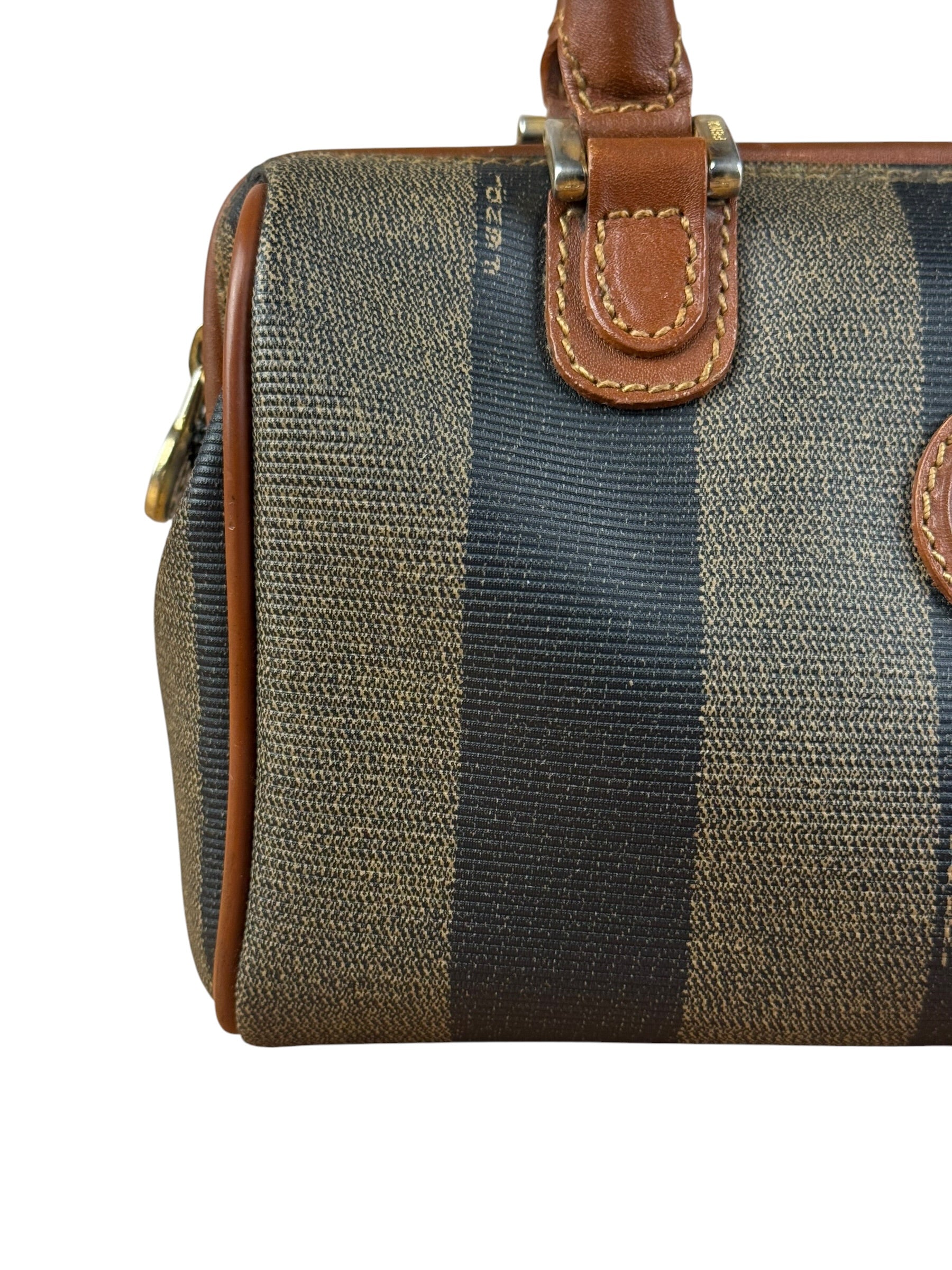 Fendi Vintage Pequin Stripped Nano Boston Bag