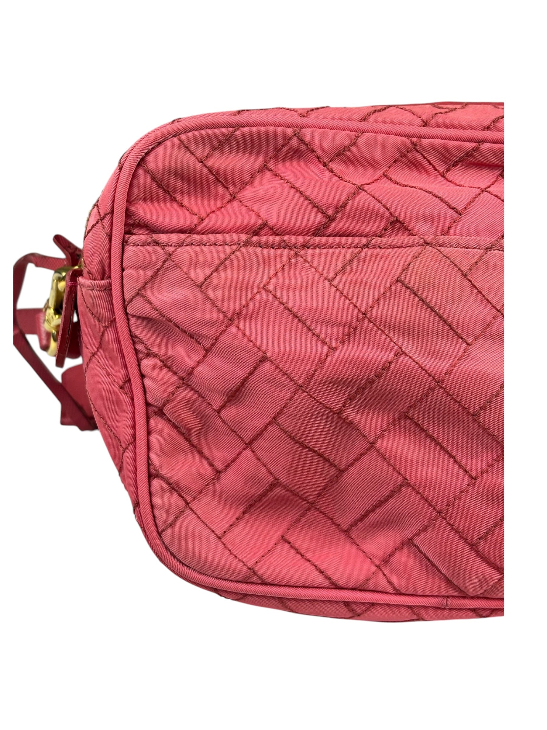 Prada Pink Leather Trim/Synthetic Tessuto Camera Bag
