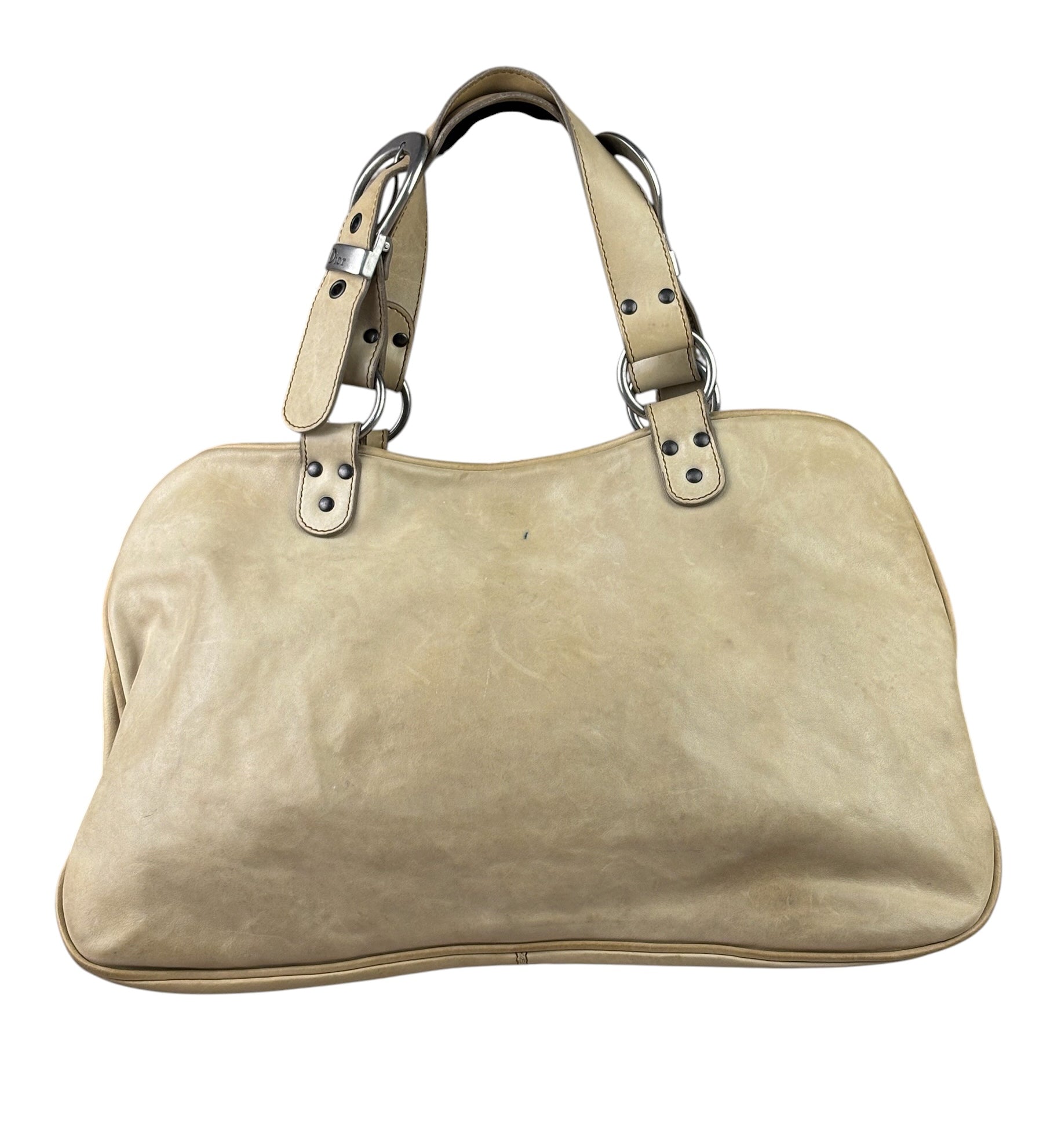 Christian Dior Beige Large Gaucho Double Saddle Shoulder Bag