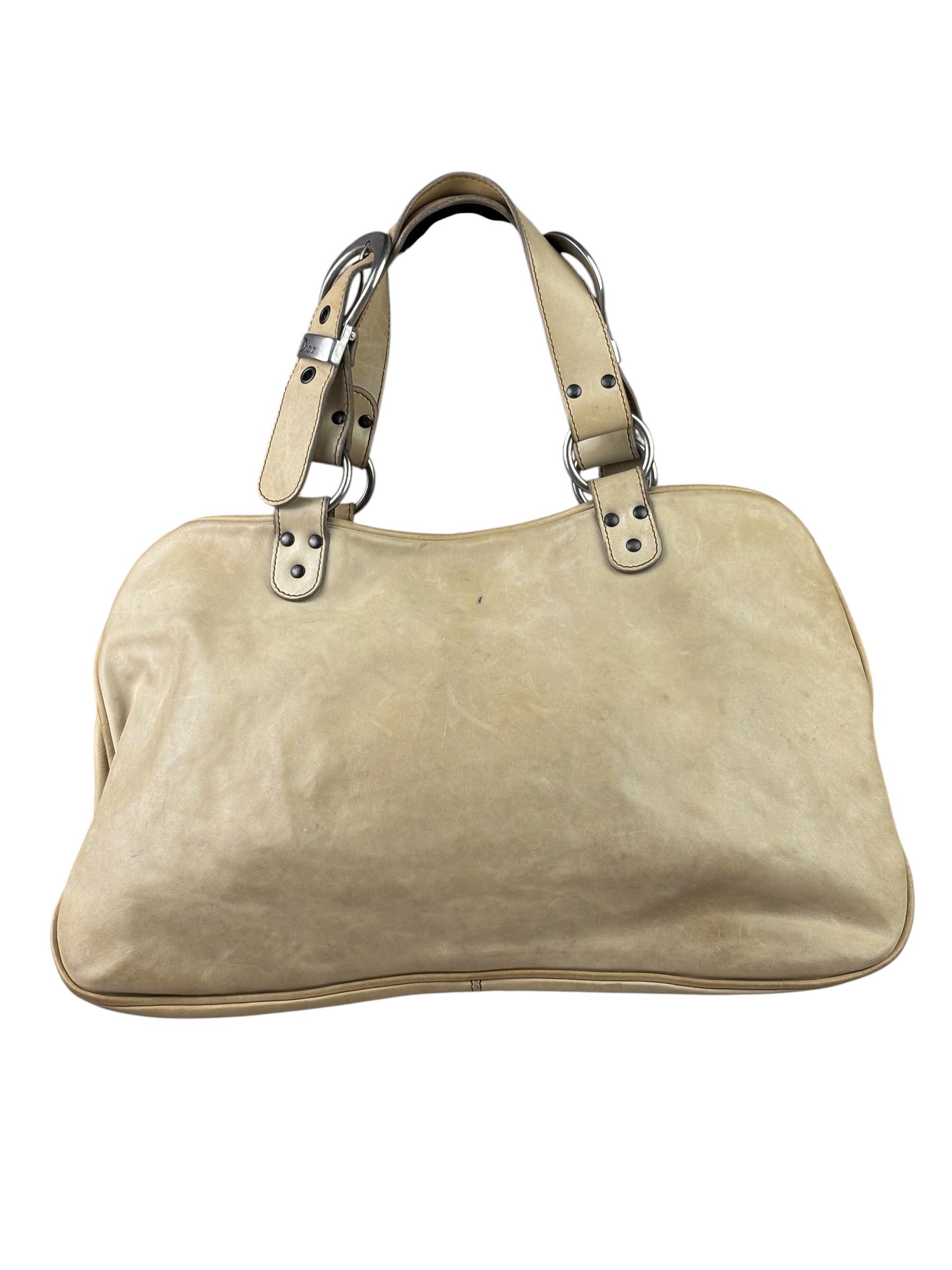 Christian Dior Beige Large Gaucho Double Saddle Shoulder Bag