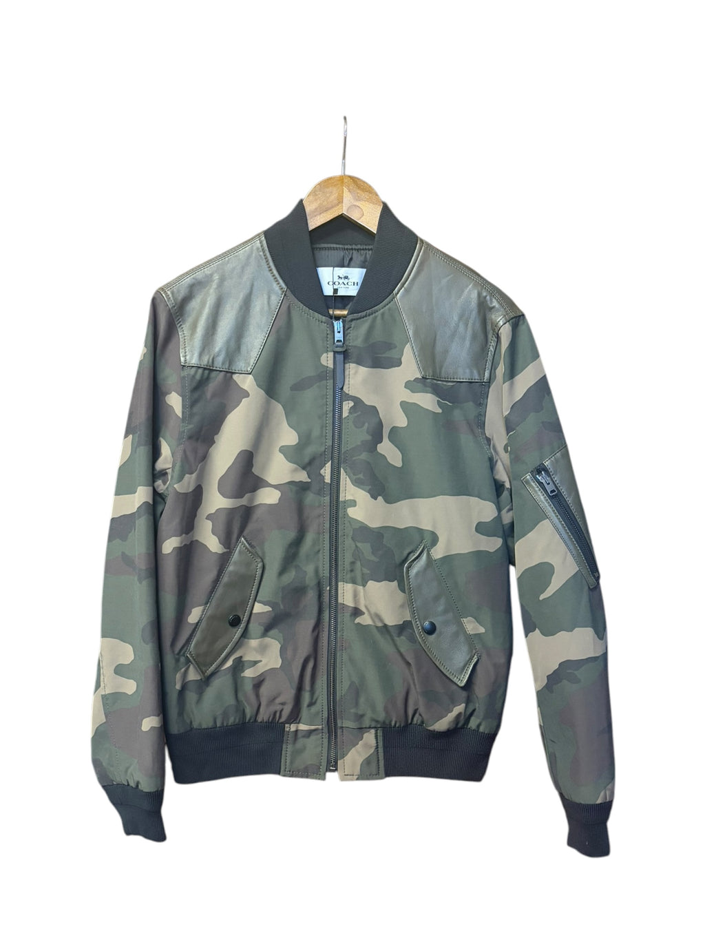 Coach Camo Bomber Jacket w/ Lambskin