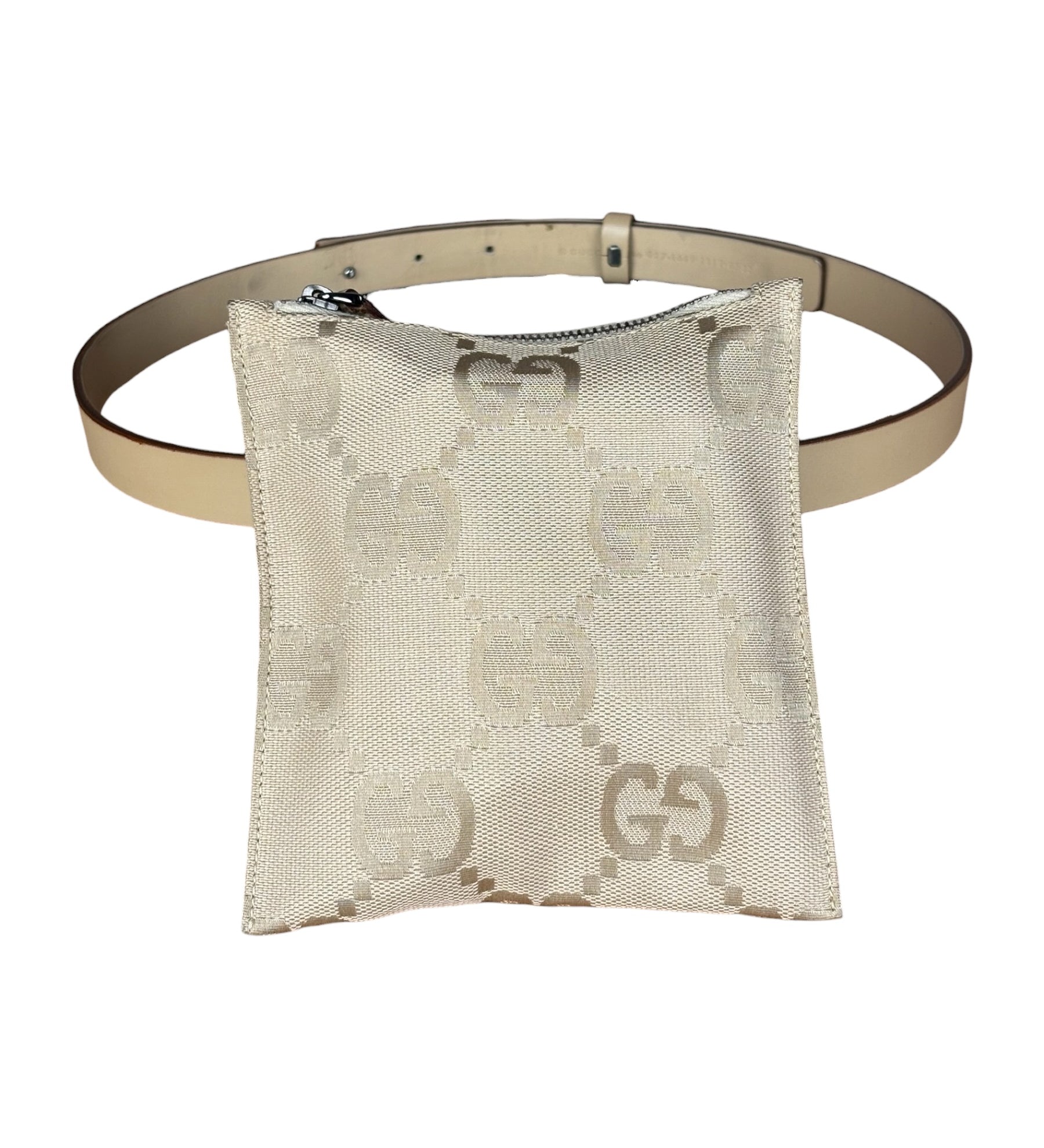 Gucci Beige Leather Belt w/ Pouch