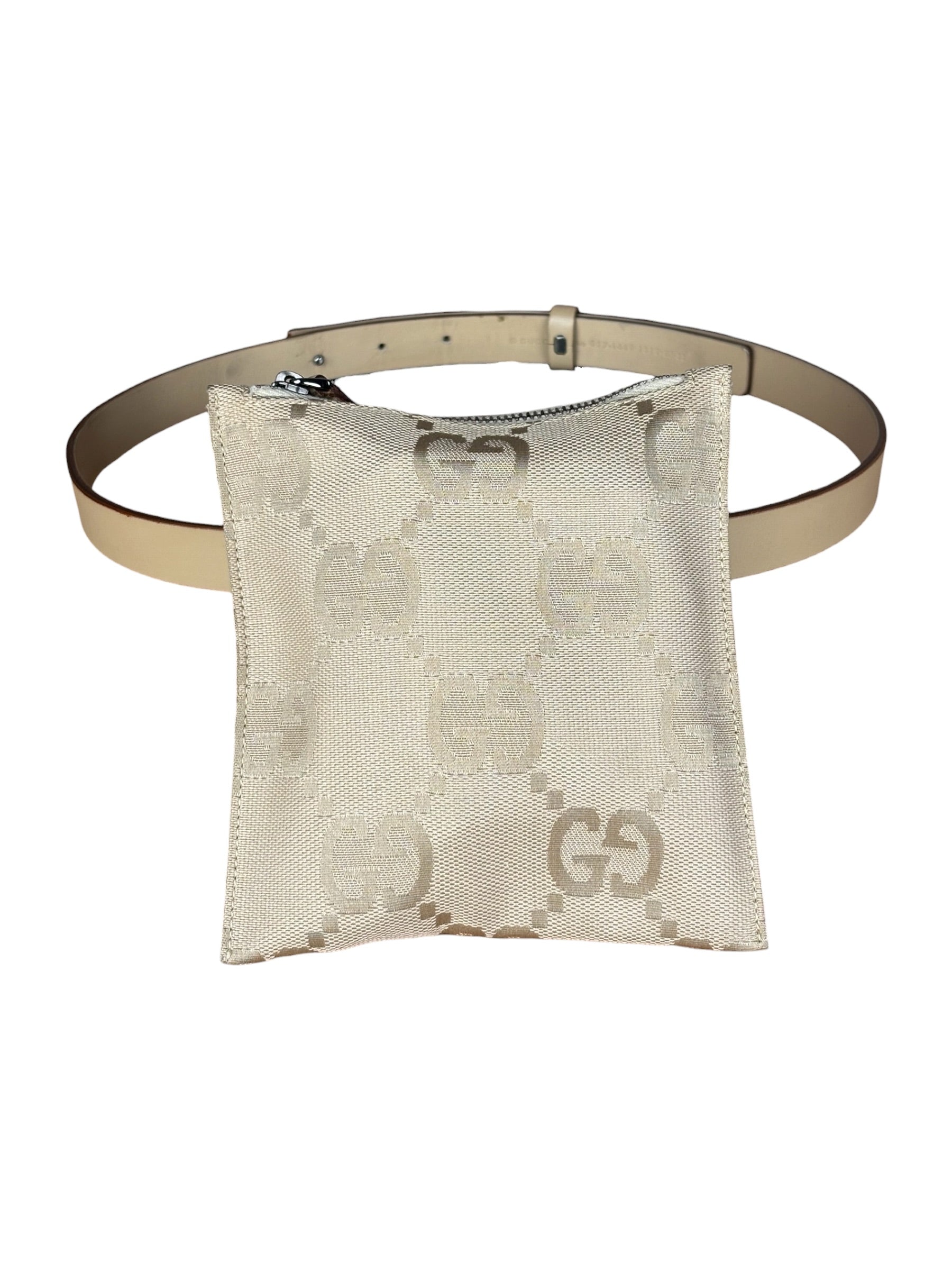 Gucci Beige Leather Belt w/ Pouch