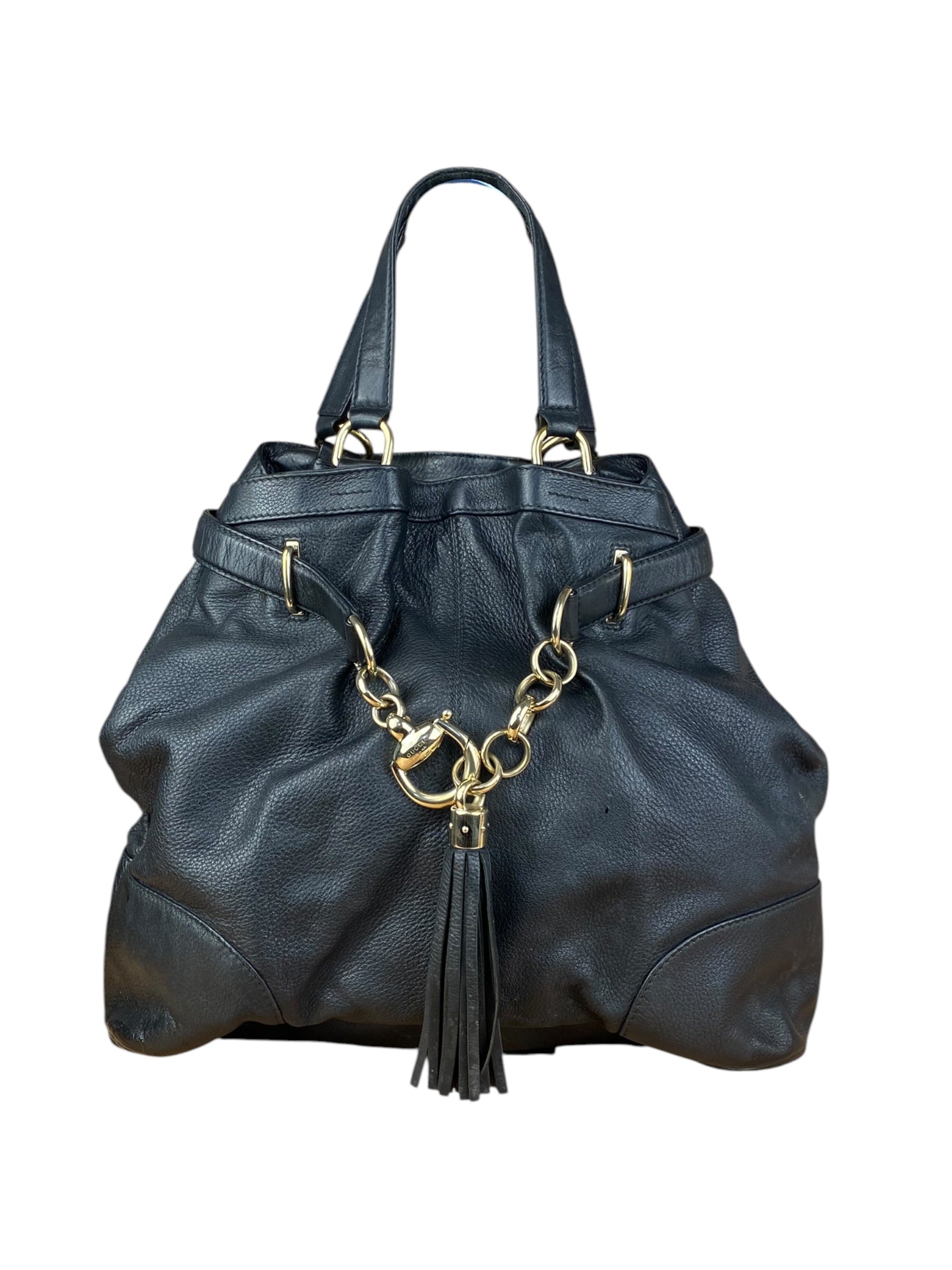 Gucci Vintage Black Leather Sienna Tote