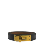 Hermes Black Leather Kelly Double Tour Bracelet
