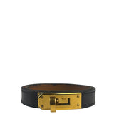 Hermes Black Leather Kelly Double Tour Bracelet