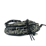 Balenciaga Black/White Leather Le Cagole Graffiti Shoulder Bag