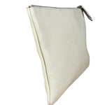 Gucci Ivory Pebbled Leather Bee Zip Clutch Pouch