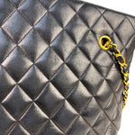 Chanel Vintage Black Quilted Lambskin Chain Shoulder Bag 1989
