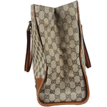 Gucci GG Brown Leather Trim Canvas Monogram Tote Bag