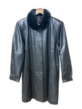 Vintage Compiacere Black Sheepskin Leather Mink Fur Collar Jacket
