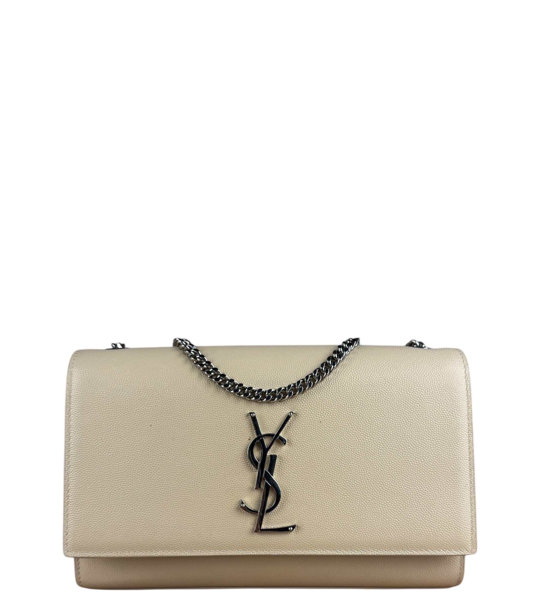 Saint Laurent Kate Grain De Poudre Chain Bag Beige