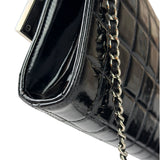 Chanel Black Patent Leather Chocolate Bar Flap Bag 2000