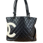 Chanel Black Leather Cambon Ligne Tote 2003