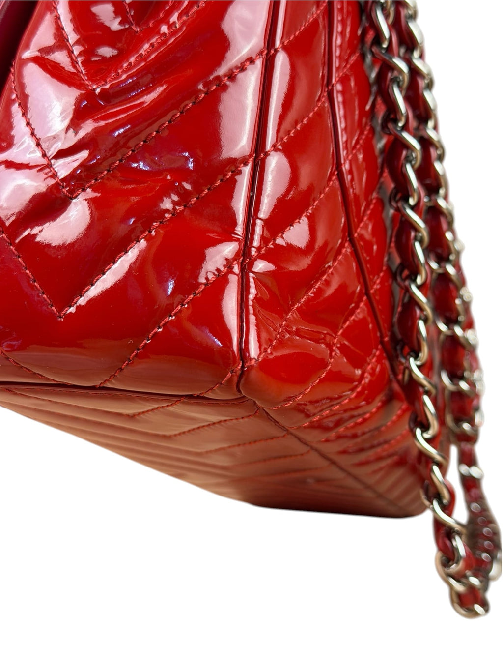 Chanel Red Patent Chevron Jumbo Flap 2010