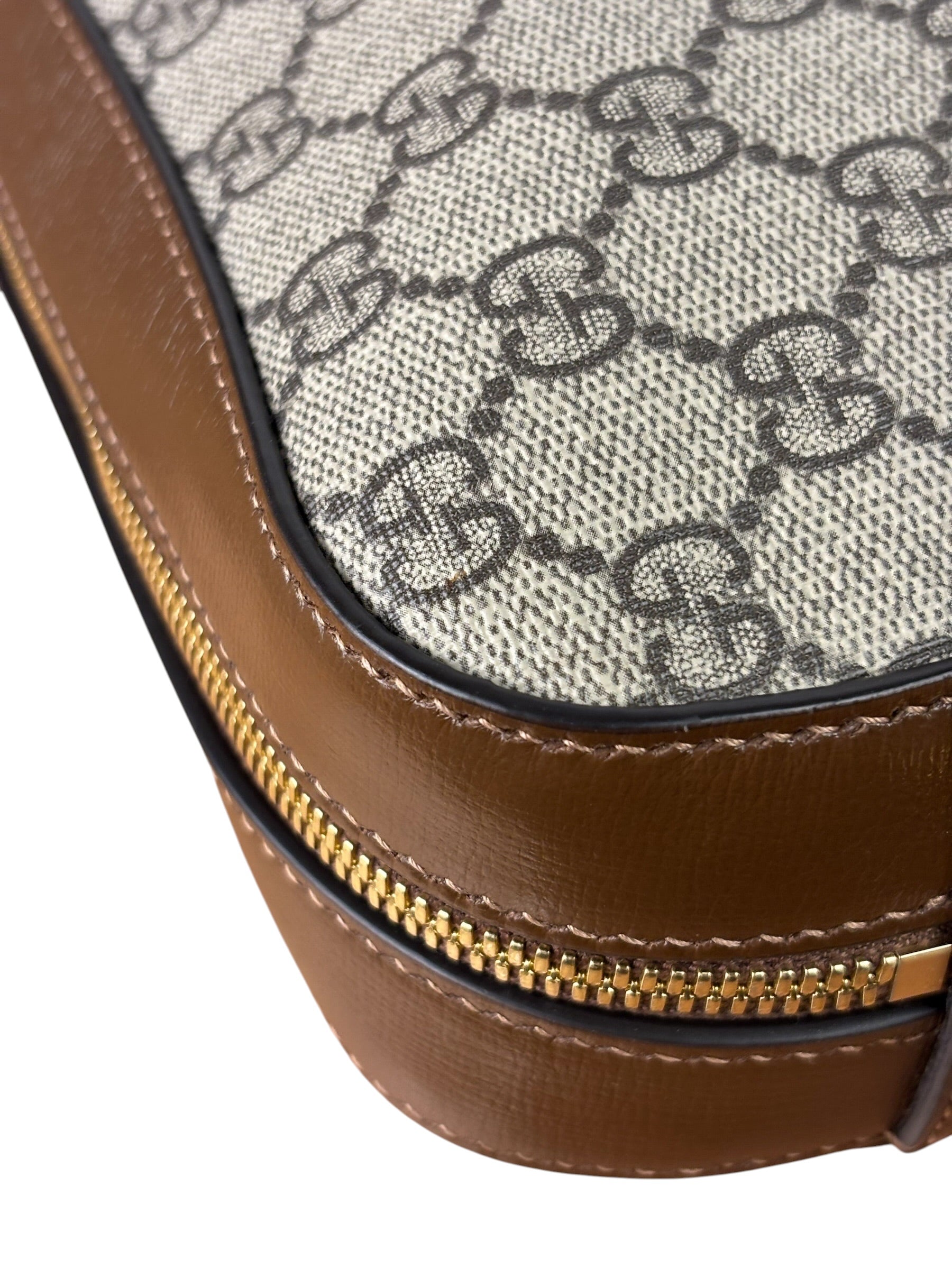 Gucci Brown Leather GG Horsebit Camera Bag 1955