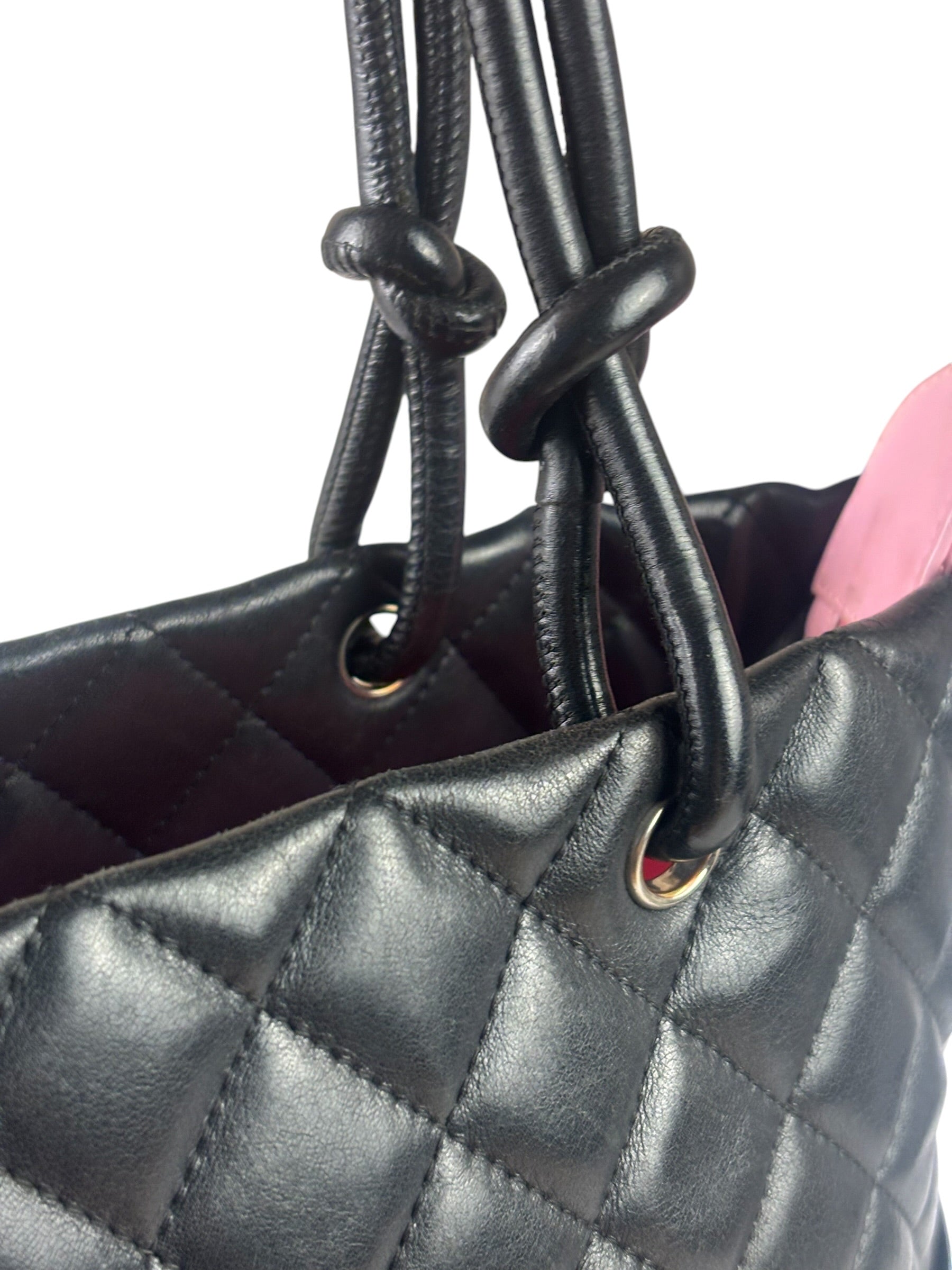 Chanel Black Quilted Leather CC Cambon Ligne Tote 2000s