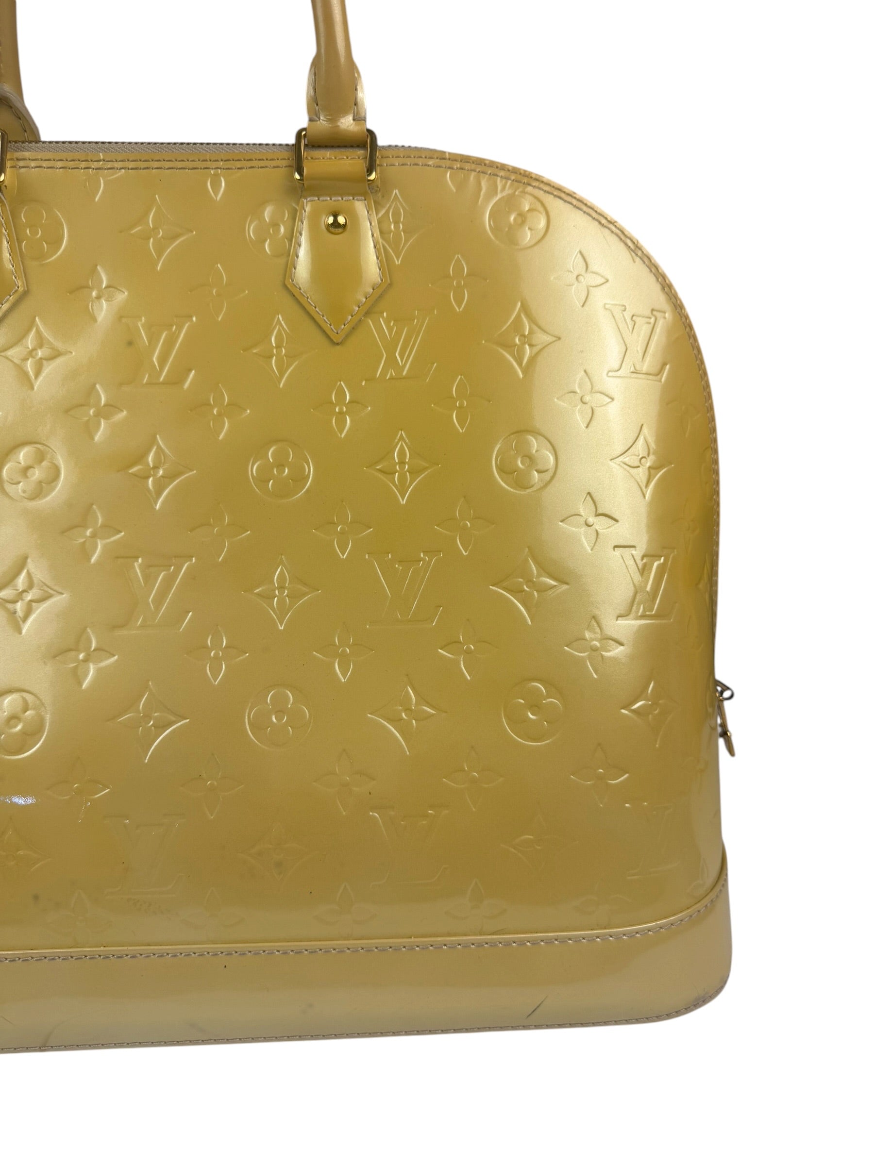 Louis Vuitton Yellow Monogram Vernis Alma Handbag