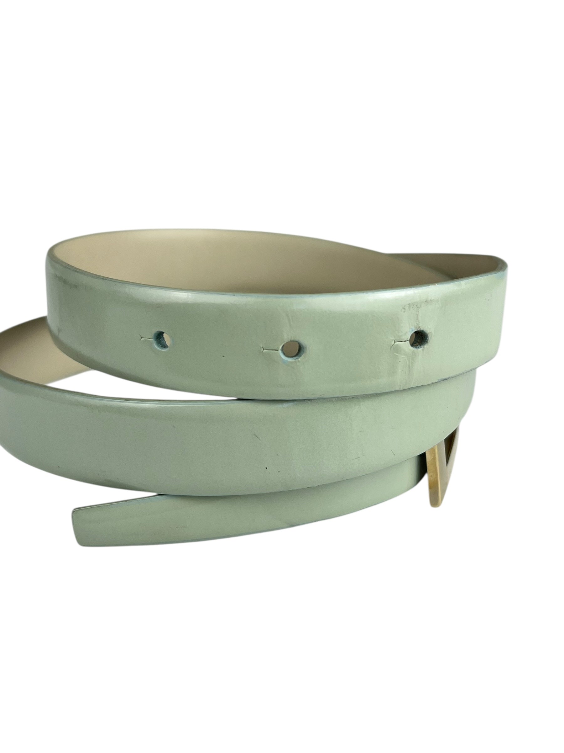 Gucci G Logo Thin Leather Mint Belt