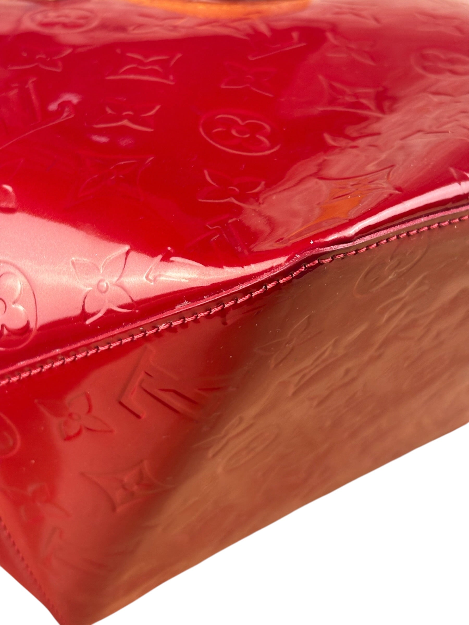 Louis Vuitton Red Leather Monogram Vernis Bellevue Handbag PM