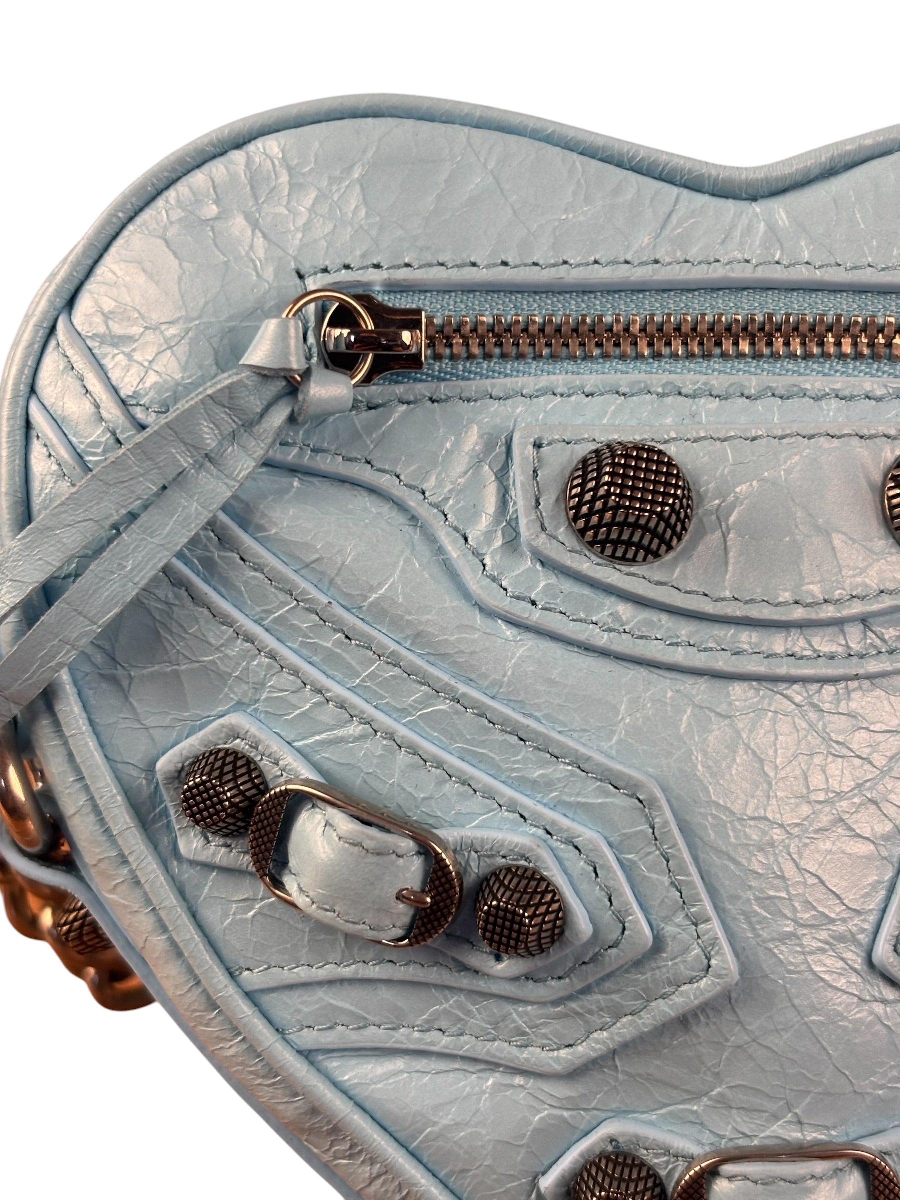Balenciaga Light Blue Le Cagole Heart Mini Bag
