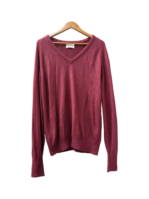 90s Christian Dior Burgundy Knit V-Neck Sweater