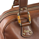 Gucci Tan Brown Leather Bamboo Handle Boston Bag