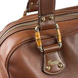 Gucci Tan Brown Leather Bamboo Handle Boston Bag