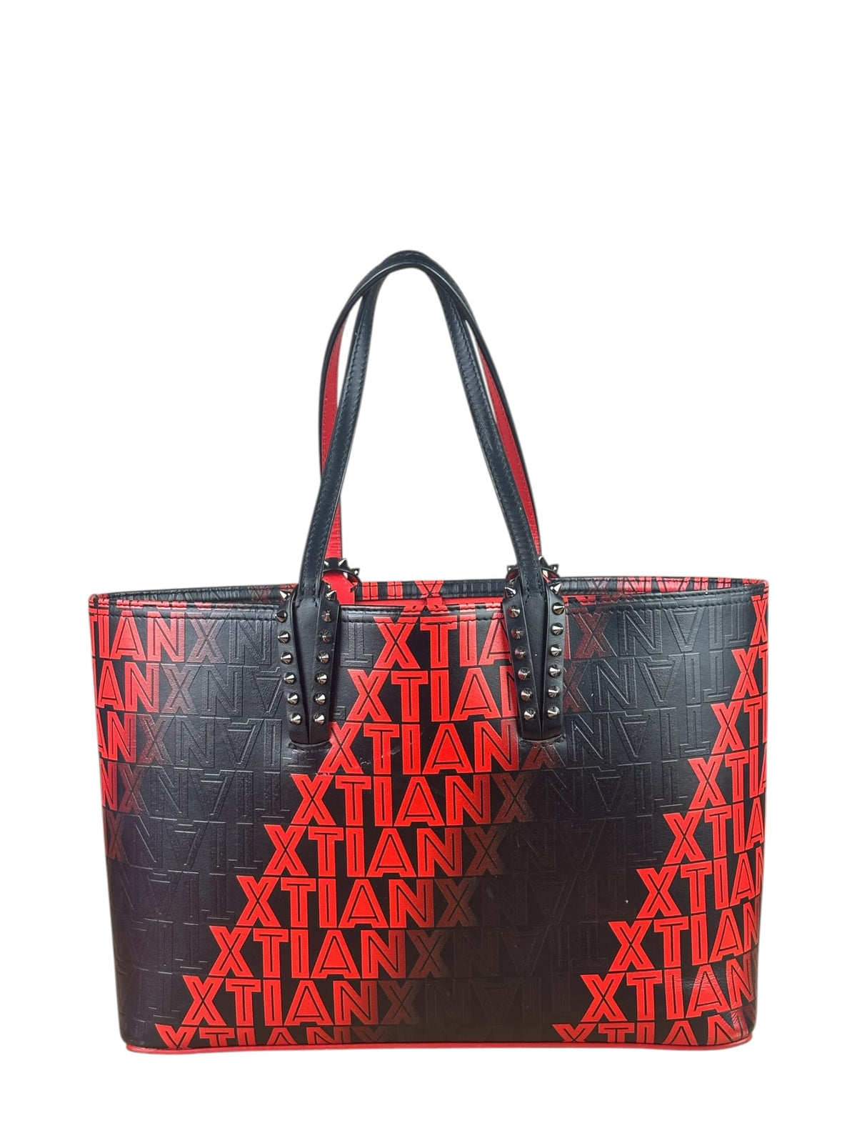 Christian Louboutin Black/Red Leather Xtian Print Cabata Tote