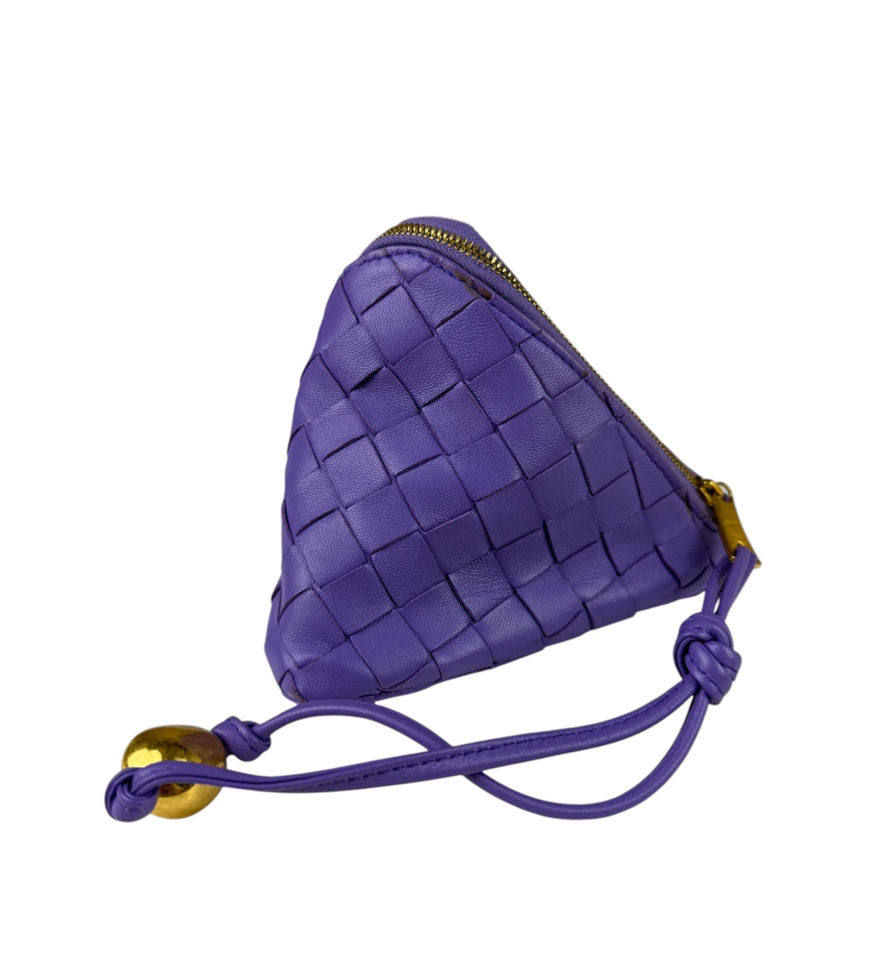 Bottega Veneta Purple Leather Nano Pyramid Pouch