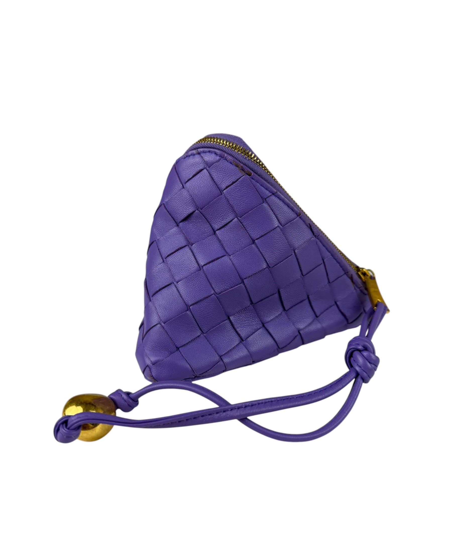 Bottega Veneta Purple Leather Nano Pyramid Pouch