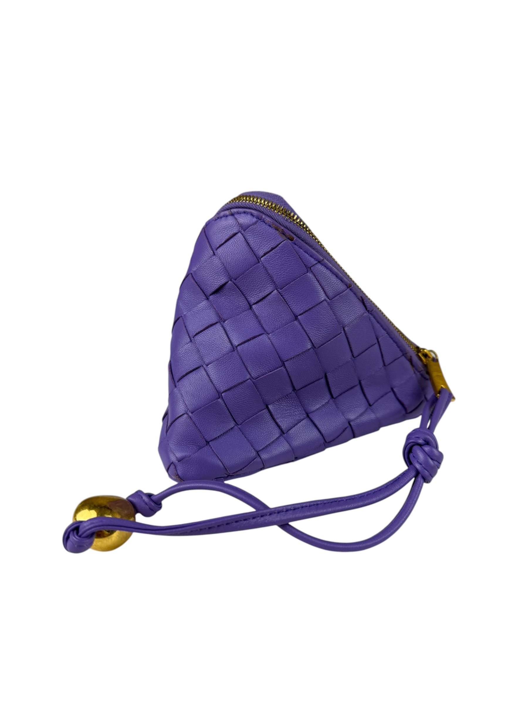 Bottega Veneta Purple Leather Nano Pyramid Pouch