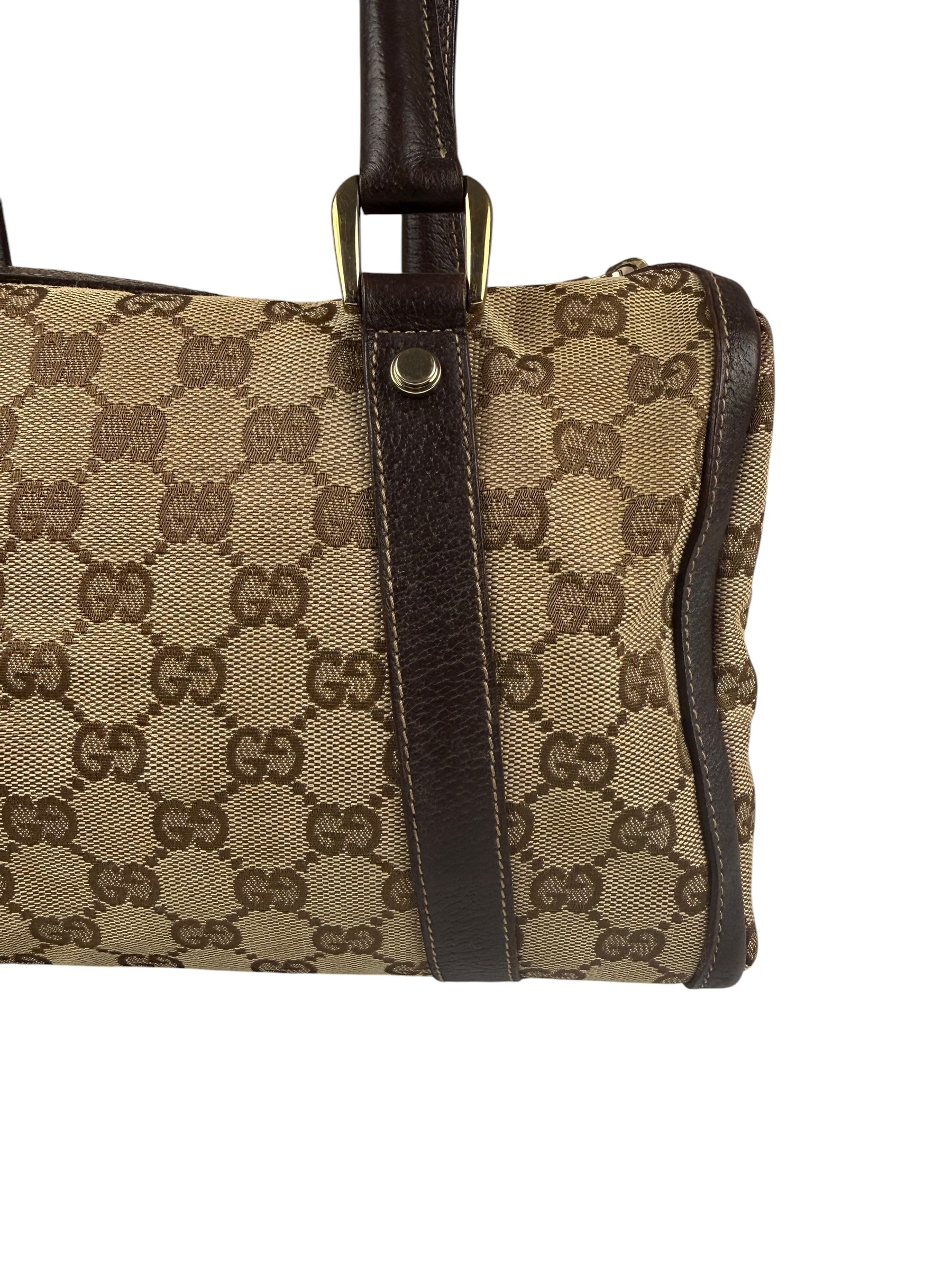 Gucci GG Canvas Top Handle Mini Boston Handbag