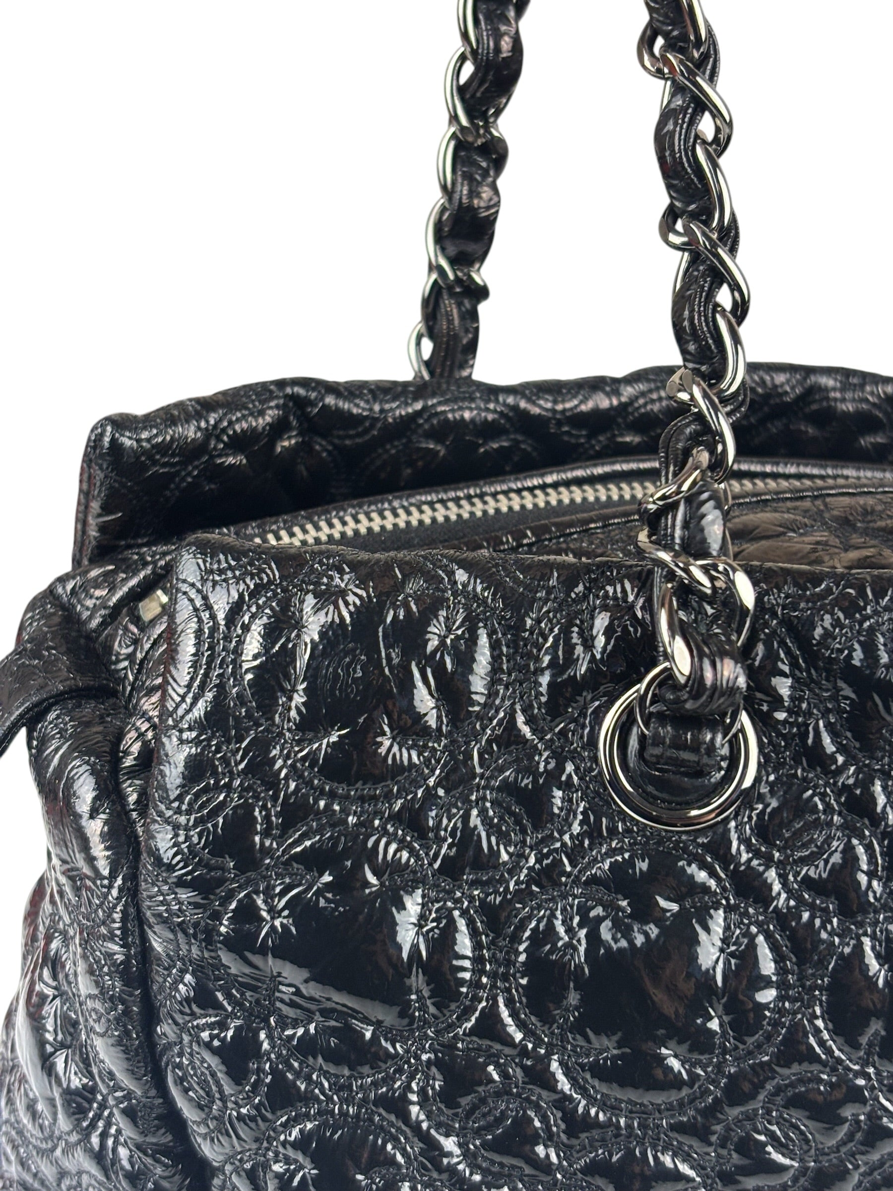 Chanel Black Leather Rock In Moscow Patent Chain Tote Bag 2008