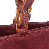 Chanel Bordeaux Suede Tortoise Chain Shoulder Bag '97-'99