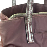 Prada Vintage Plum Nylon Leather Embossed Handbag