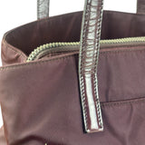 Prada Vintage Plum Nylon Leather Embossed Handbag