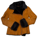 Armani Orange Suede Fur Lined Zip Up Jacket